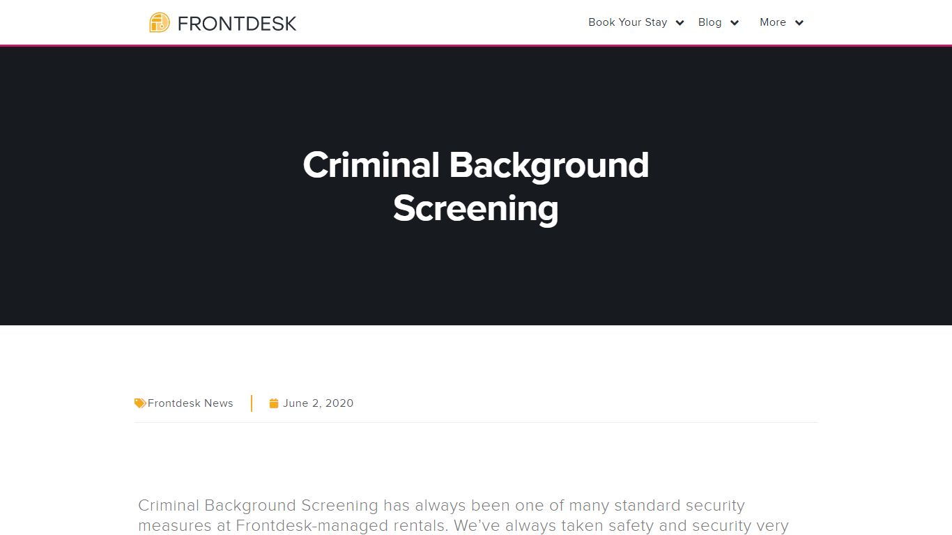 Criminal Background Screening | Frontdesk
