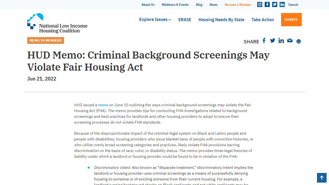 HUD Memo: Criminal Background Screenings May Violate Fair Housing Act
